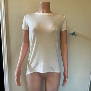 Backless Cream Shirt with Draped Open Back. Size 4.